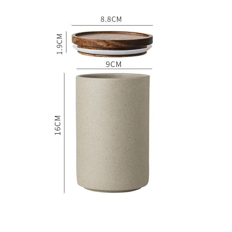 Retro Ceramic Storage Jars with Wooden Lid