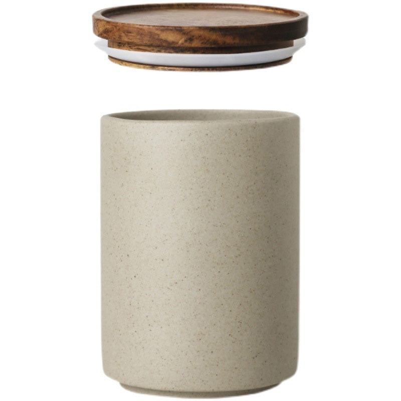 Retro Ceramic Storage Jars with Wooden Lid