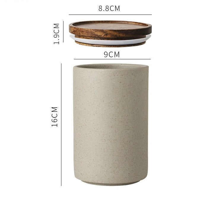Retro Ceramic Storage Jars with Wooden Lid