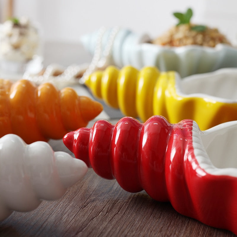 Creative White Conch Ceramic Tableware Plates