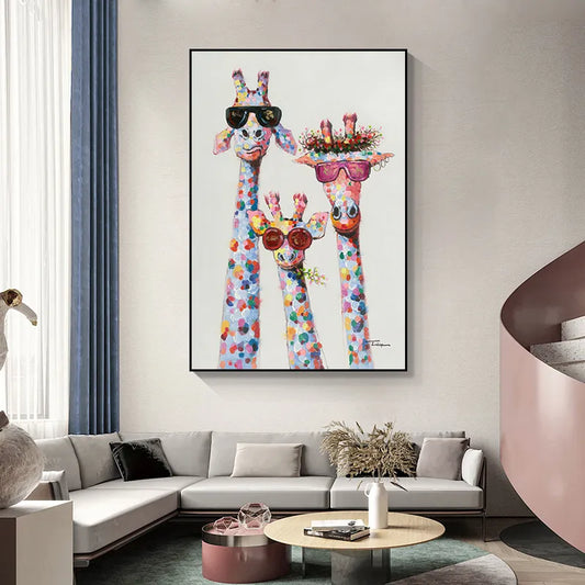 Cool Giraffe Family Canvas