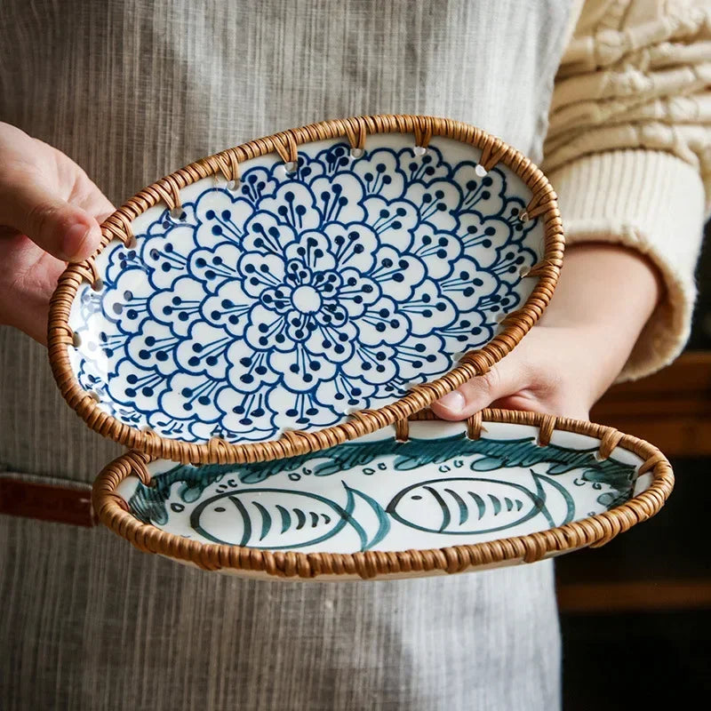 Japanese Tableware Rattan Woven Plate