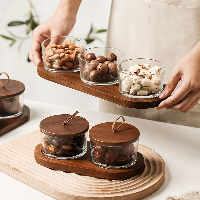 Tea Table Compartment Glass Bowl Tray