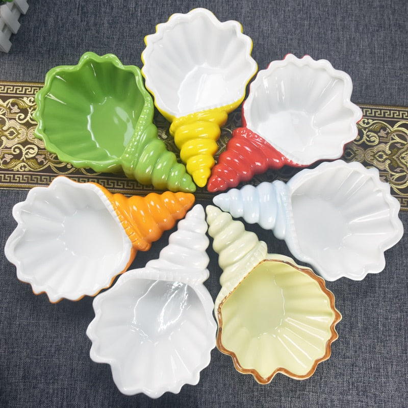 Creative White Conch Ceramic Tableware Plates