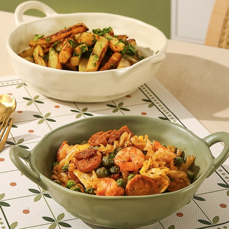 Ceramic Serving Bowl With Handles