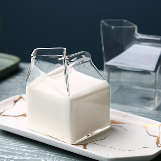 Half Pint Milk Carton Style Glass Mug