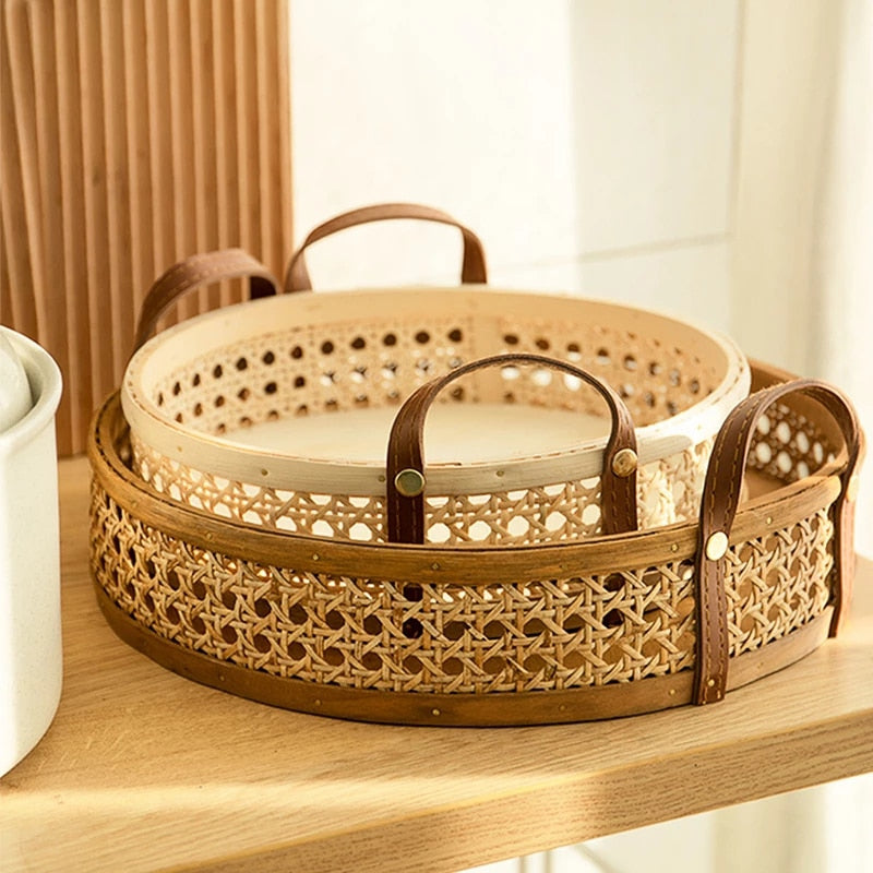 Rattan Woven Tray with Handles