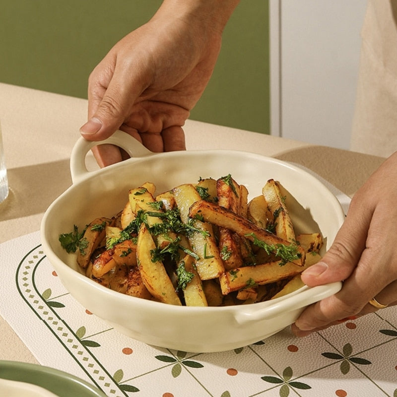 Ceramic Serving Bowl With Handles