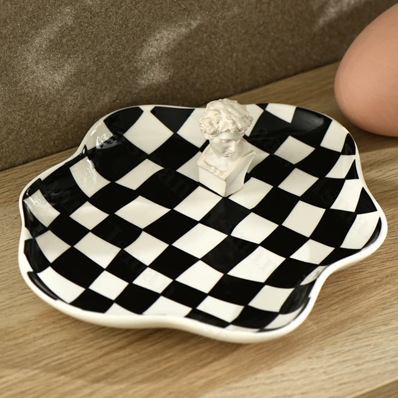 Nordic Ceramic Checkerboard Tray