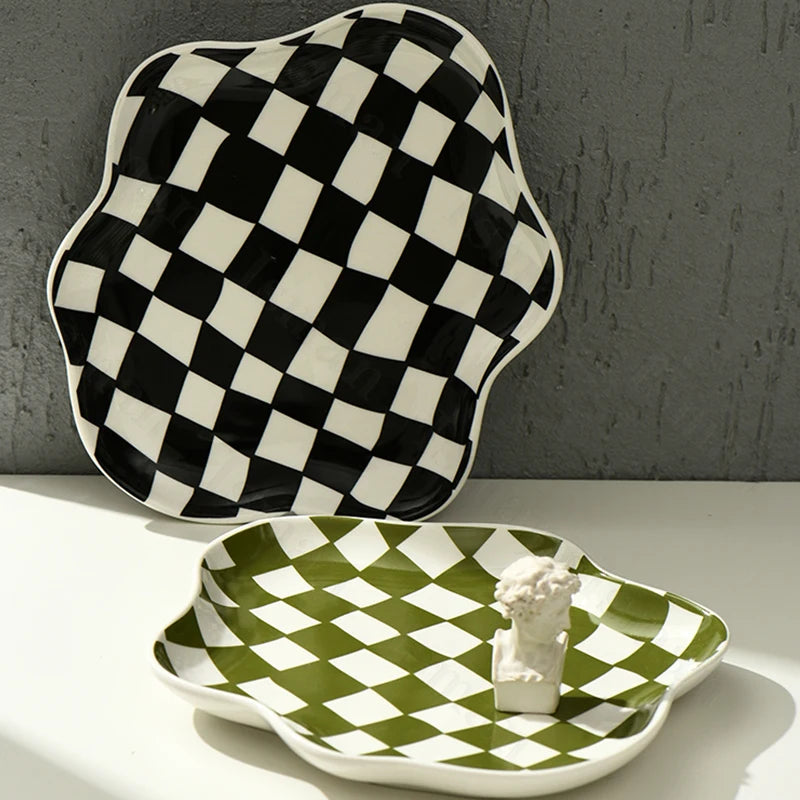 Nordic Ceramic Checkerboard Tray