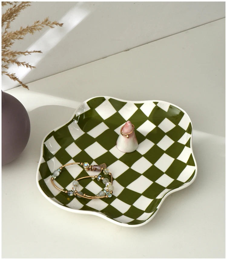 Nordic Ceramic Checkerboard Tray