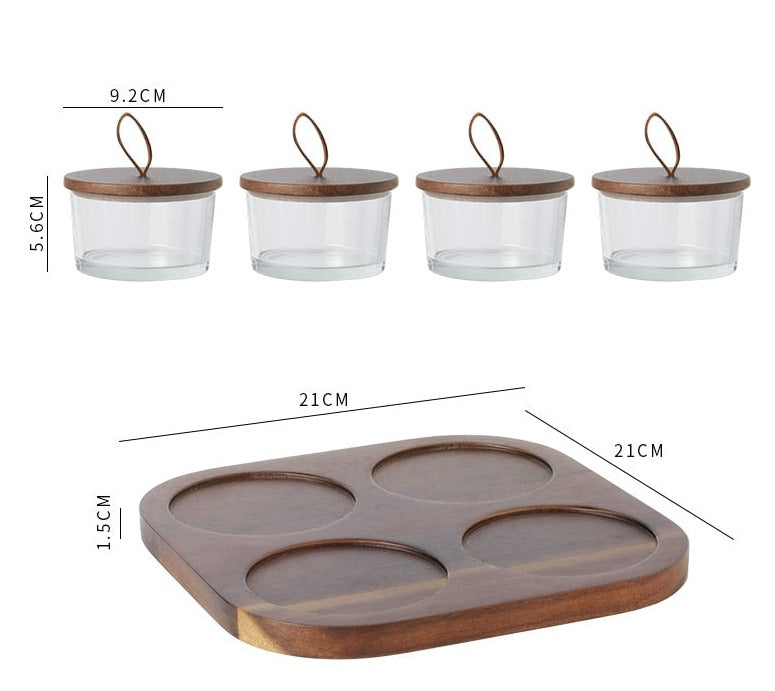 Tea Table Compartment Glass Bowl Tray