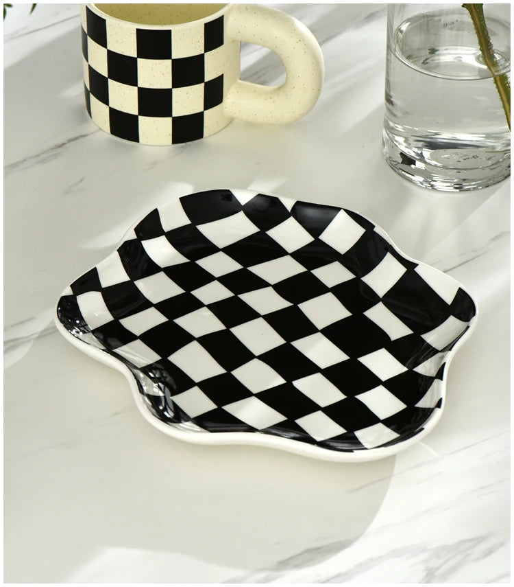 Nordic Ceramic Checkerboard Tray