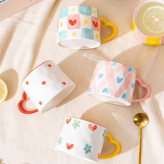 Hand-Painted Love Heart Mugs