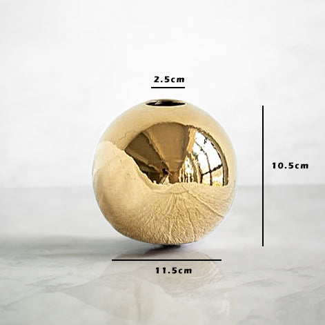 Golden Electroplated Ceramic Ball Flower Vase