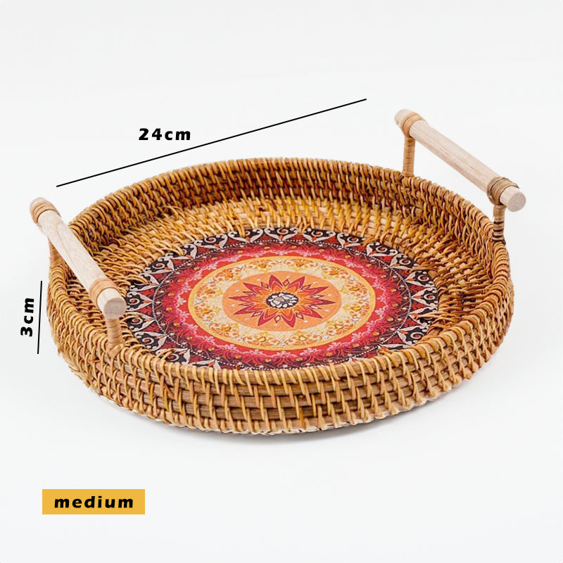 Decorative Handwoven Rattan Serving Tray