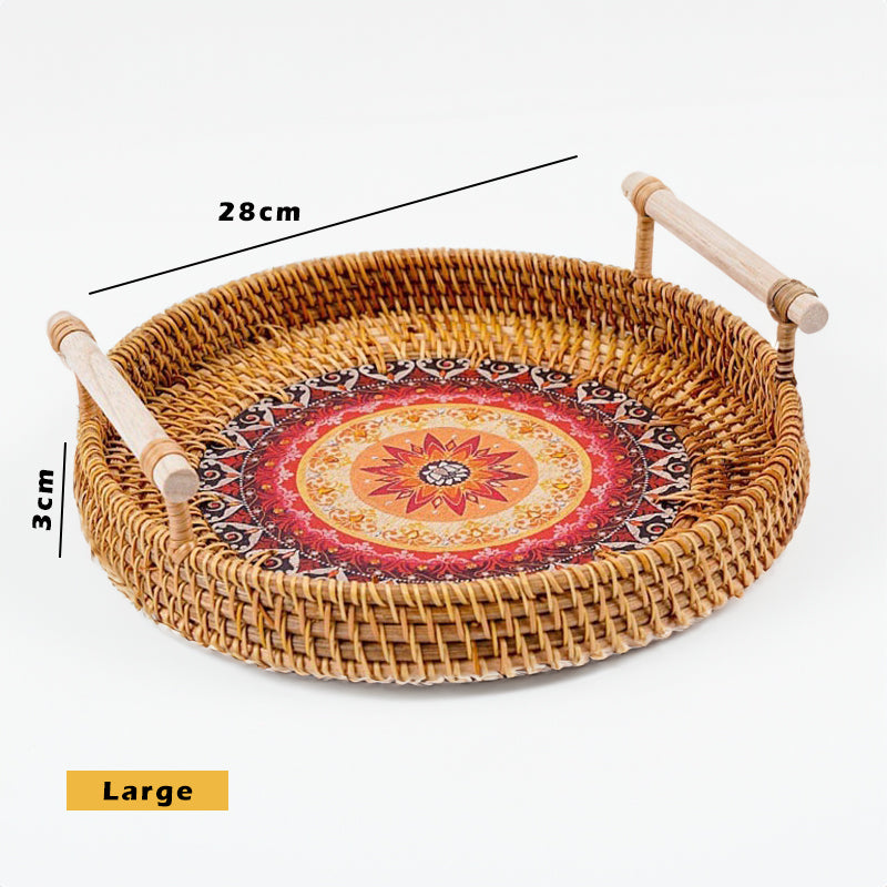 Decorative Handwoven Rattan Serving Tray