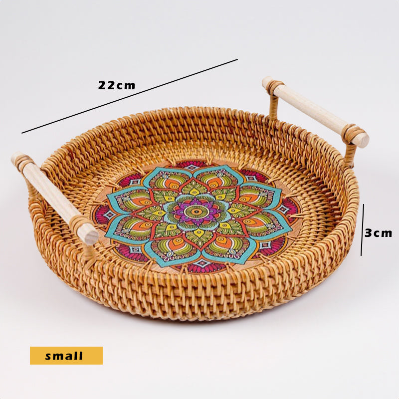 Decorative Handwoven Rattan Serving Tray