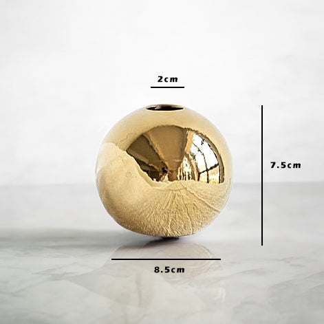 Golden Electroplated Ceramic Ball Flower Vase