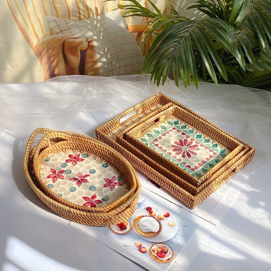 Rattan Shell  Decorative Tray