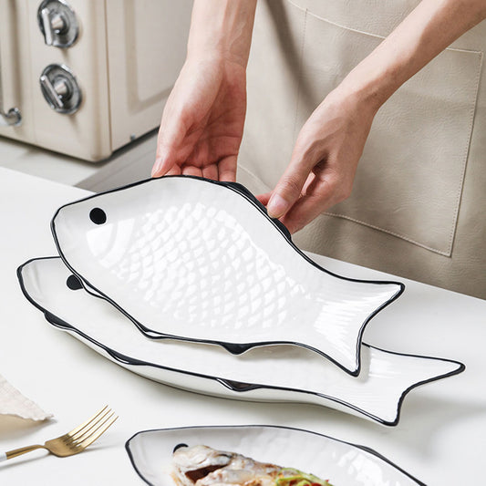 Simple Ceramic Fish-Shape Serving Plate