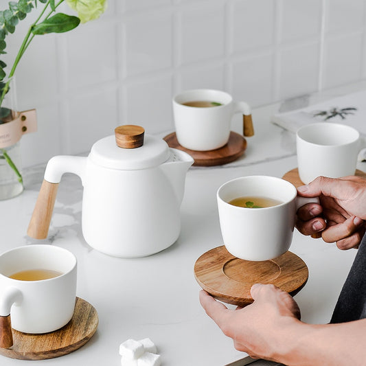 Ceramic & Wooden Teaware Set