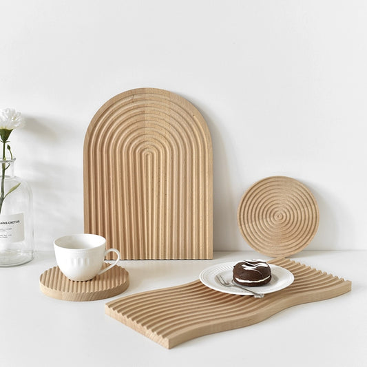 Coffee and Bread Wood Tray Platter