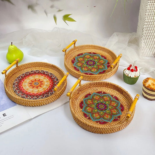 Decorative Handwoven Rattan Serving Tray