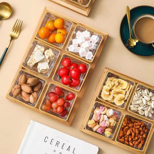 Elegant Wooden Tray with Glass Jar Compartments