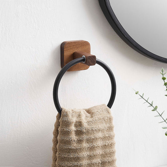 Aluminum+Wood Towel Hanger Ring