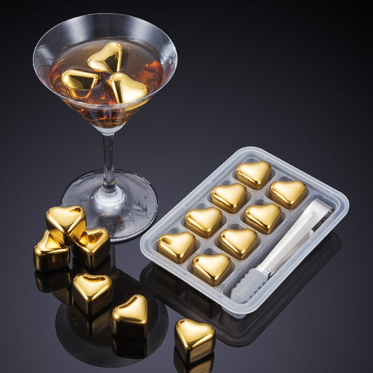 304 Stainless Steel Gold Heart Shape Ice Cubes